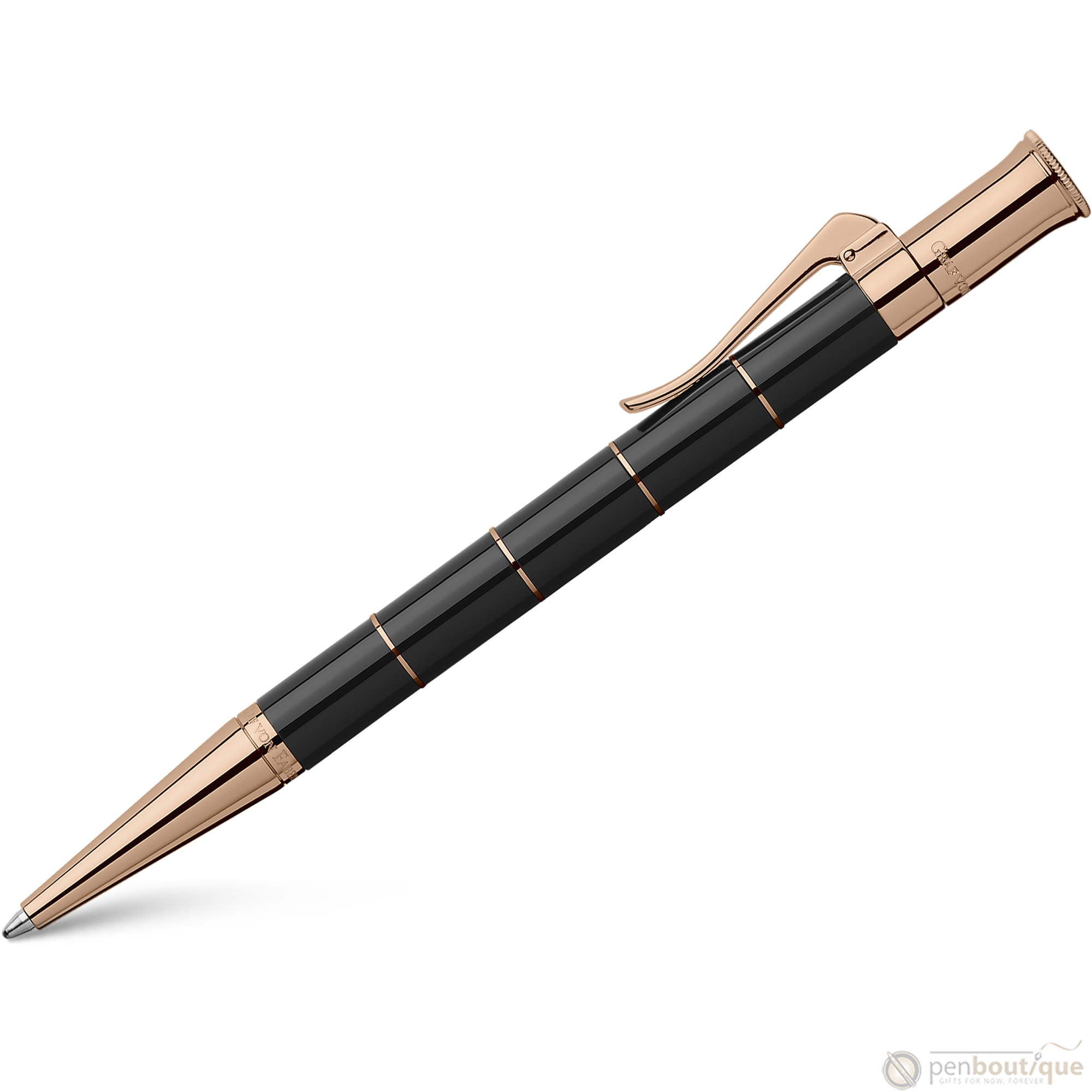 Graf von Faber-Castell Classic Anello Ballpoint Pen - Black with Rose Gold Trim-Pen Boutique Ltd