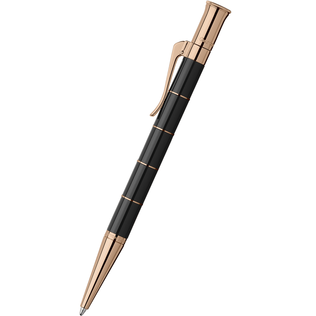 Graf von Faber-Castell Classic Anello Ballpoint Pen - Black with Rose Gold Trim - Pen Boutique Ltd