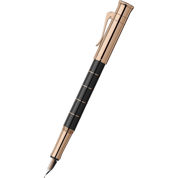 Graf von Faber-Castell Classic Anello Fountain Pen - Black with Rose Gold Trim-Pen Boutique Ltd