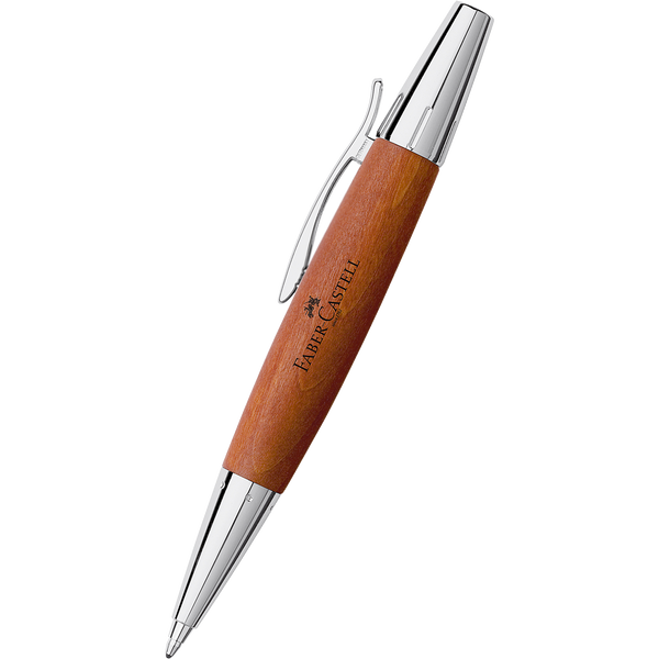 Faber-Castell E-Motion, Pearwood, Brown/Chrome Ballpoint Pen-Pen Boutique Ltd