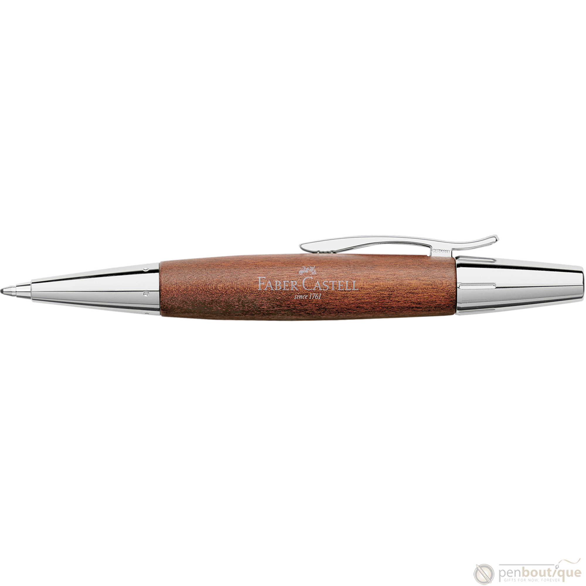 Faber-Castell E-Motion, Pearwood, Brown/Chrome Ballpoint Pen-Pen Boutique Ltd