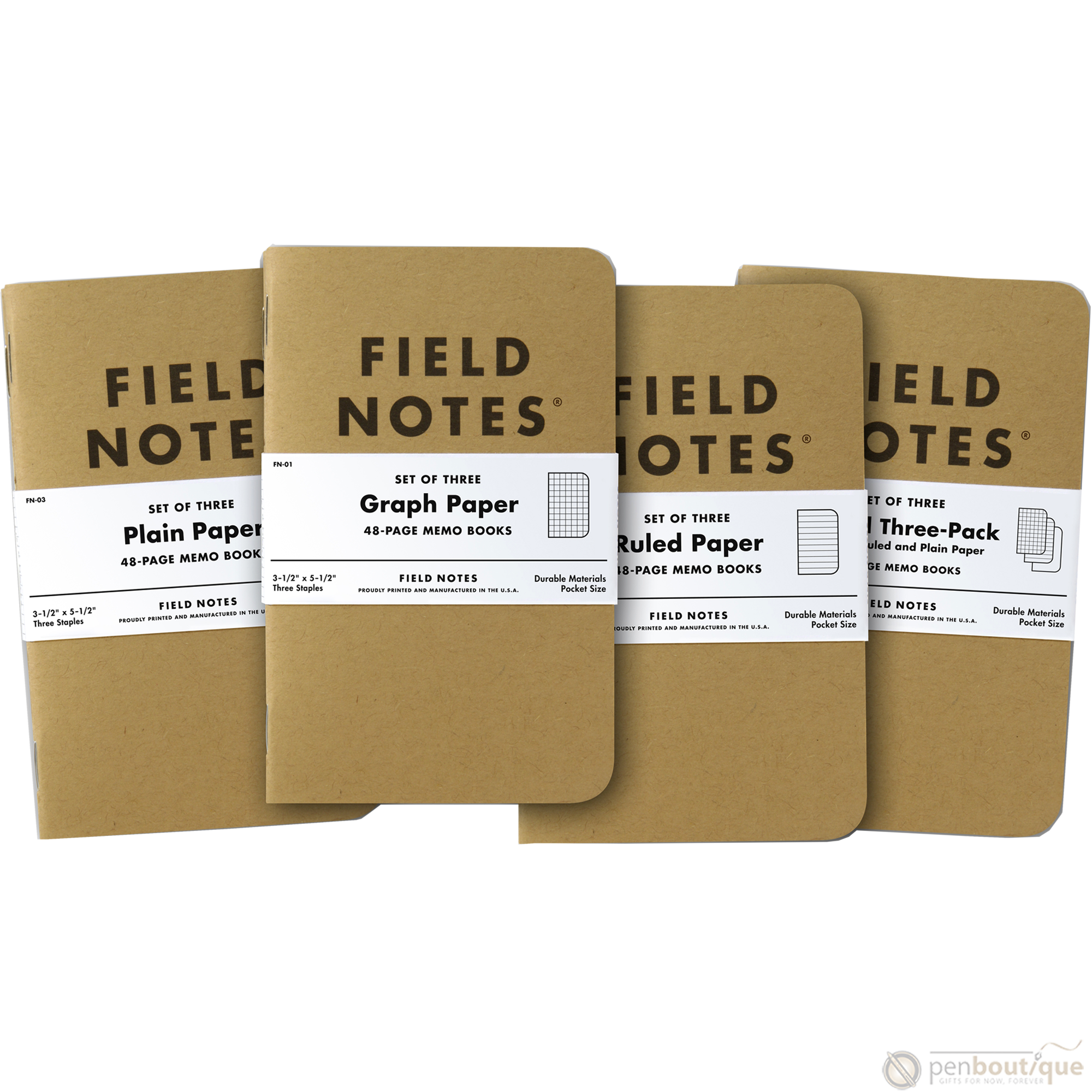 Field Notes Brand Original Mixed 3-pack 3½" × 5½"-Pen Boutique Ltd