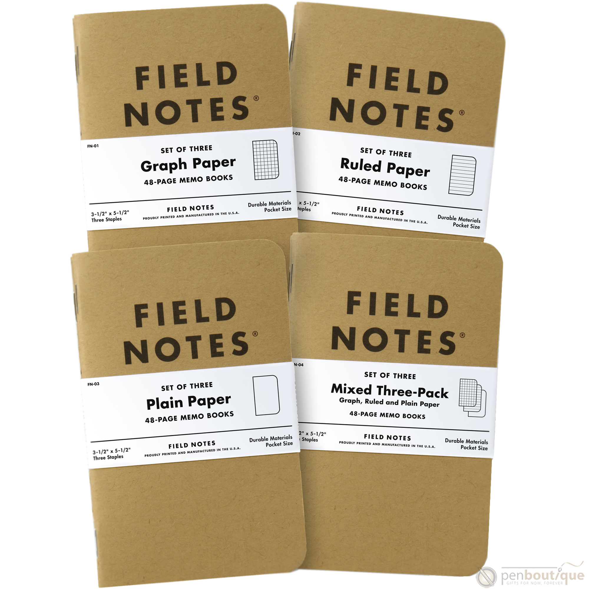 Field Notes Brand Original Mixed 3-pack 3½" × 5½"-Pen Boutique Ltd