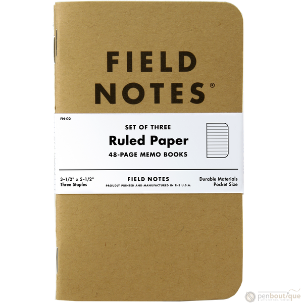 Field Notes Brand Original Ruled 3-pack 3½" × 5½"-Pen Boutique Ltd