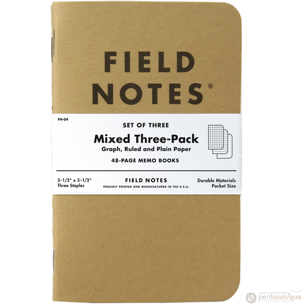 Field Notes Brand Original Mixed 3-pack 3½" × 5½"-Pen Boutique Ltd