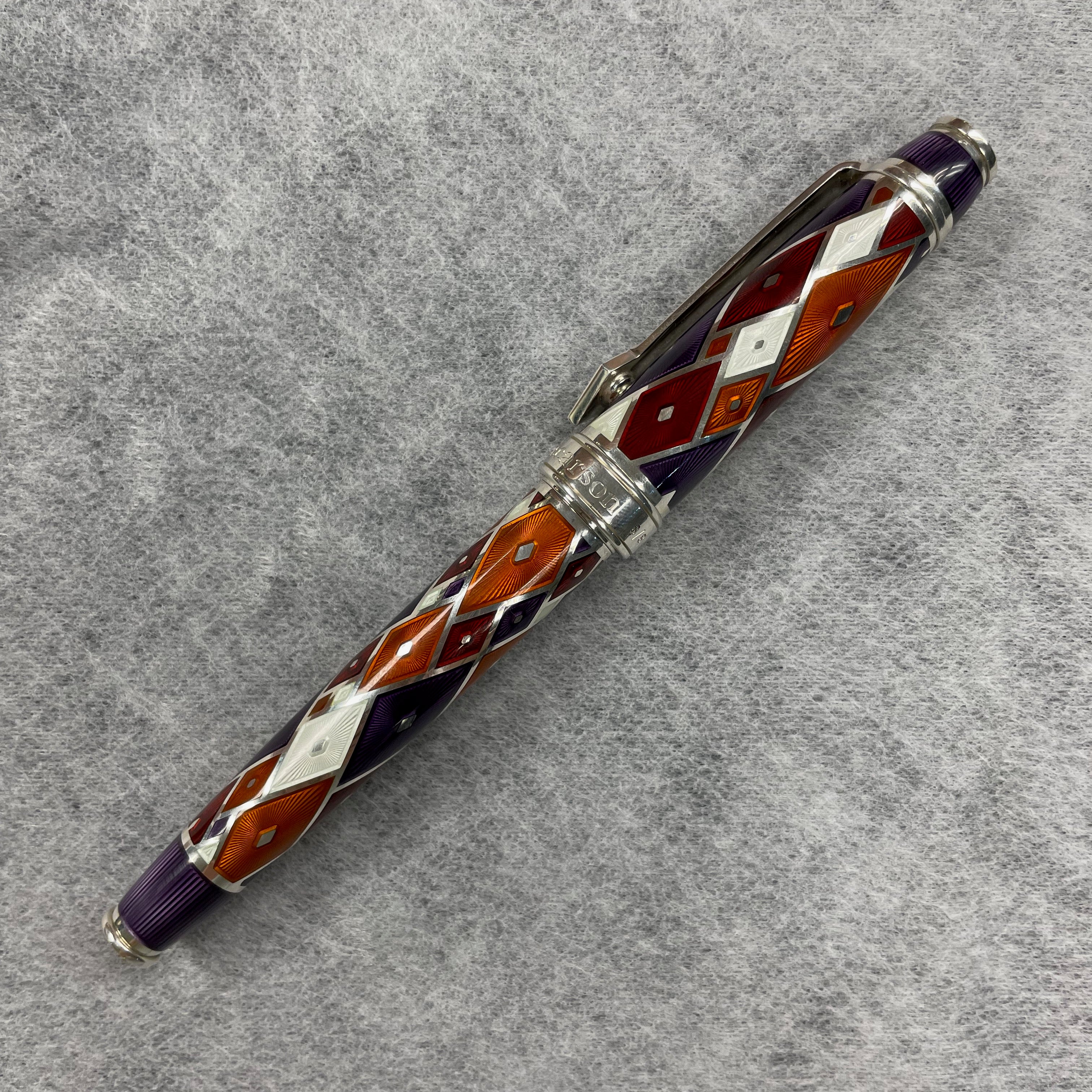 David Oscarson Harlequin Rollerball Pen Sterling Silver Guilloche La
