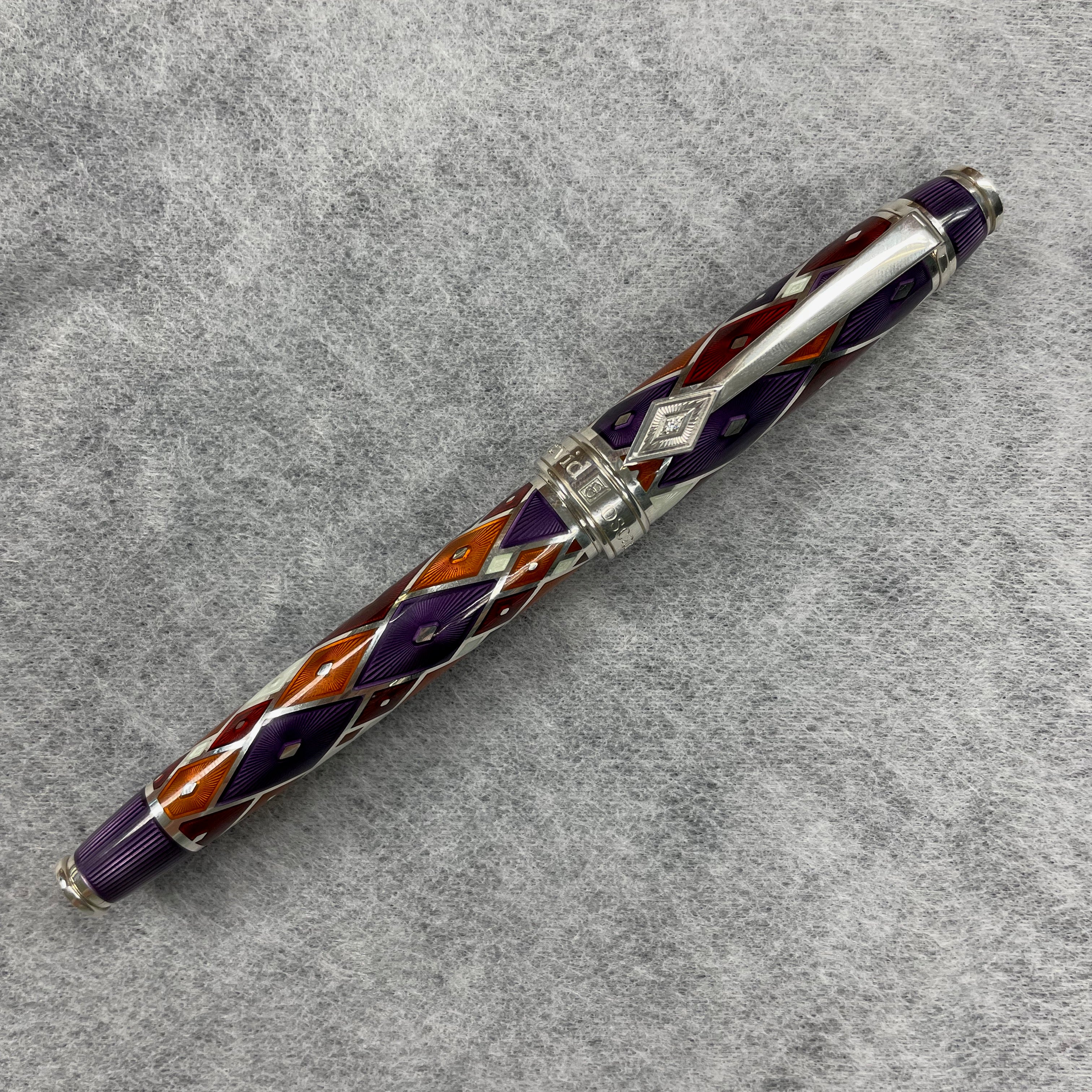 David Oscarson Harlequin Rollerball Pen - Sterling Silver Guilloche Lavender (Special Edition)-Pen Boutique Ltd