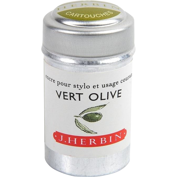 J. Herbin Fountain Pen Vert Olive Ink Cartridge-Pen Boutique Ltd