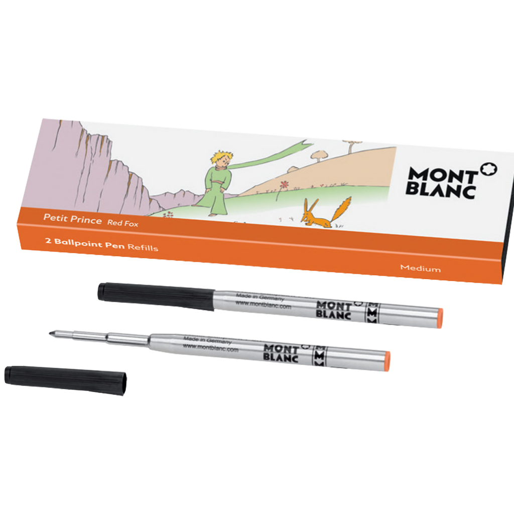 Montblanc Ballpoint Refill - Le Petit Prince & the Fox - Orange - Medium (2 Per Pack)-Pen Boutique Ltd