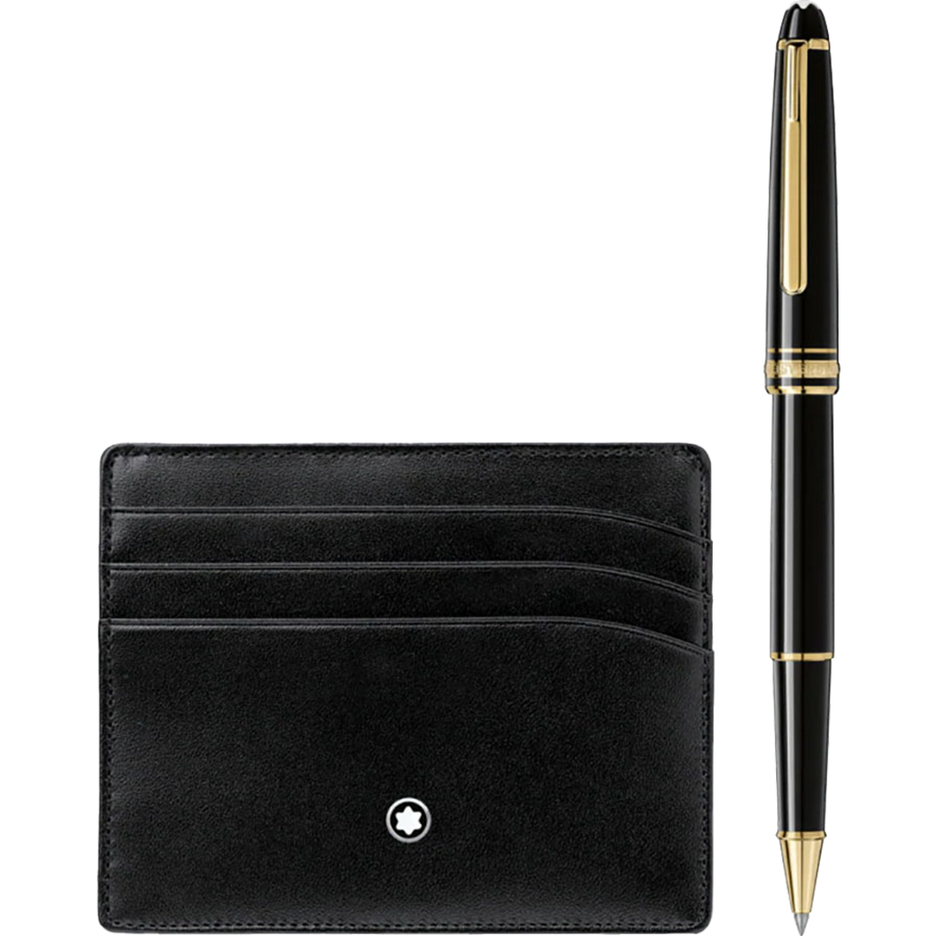 Montblanc Meisterstuck Gift Set (Rollerball & Pocket Holder) - Black-Pen Boutique Ltd