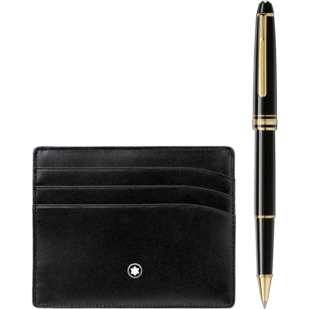 Montblanc Meisterstuck Gift Set (Rollerball & Pocket Holder) - Black-Pen Boutique Ltd