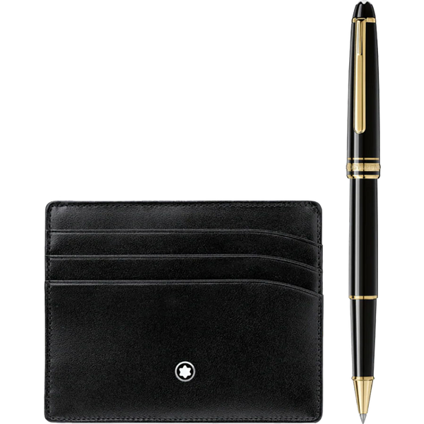 Montblanc Meisterstuck Gift Set (Rollerball & Pocket Holder) - Black-Pen Boutique Ltd