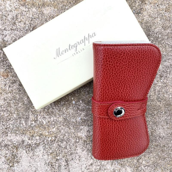 Montegrappa Italian Leather Double Pen Case- Red-Pen Boutique Ltd