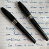 Montegrappa Fortuna Palladium Trim Black Fountain and Rollerball Pen Set ( w/ Pen pouch)-Pen Boutique Ltd