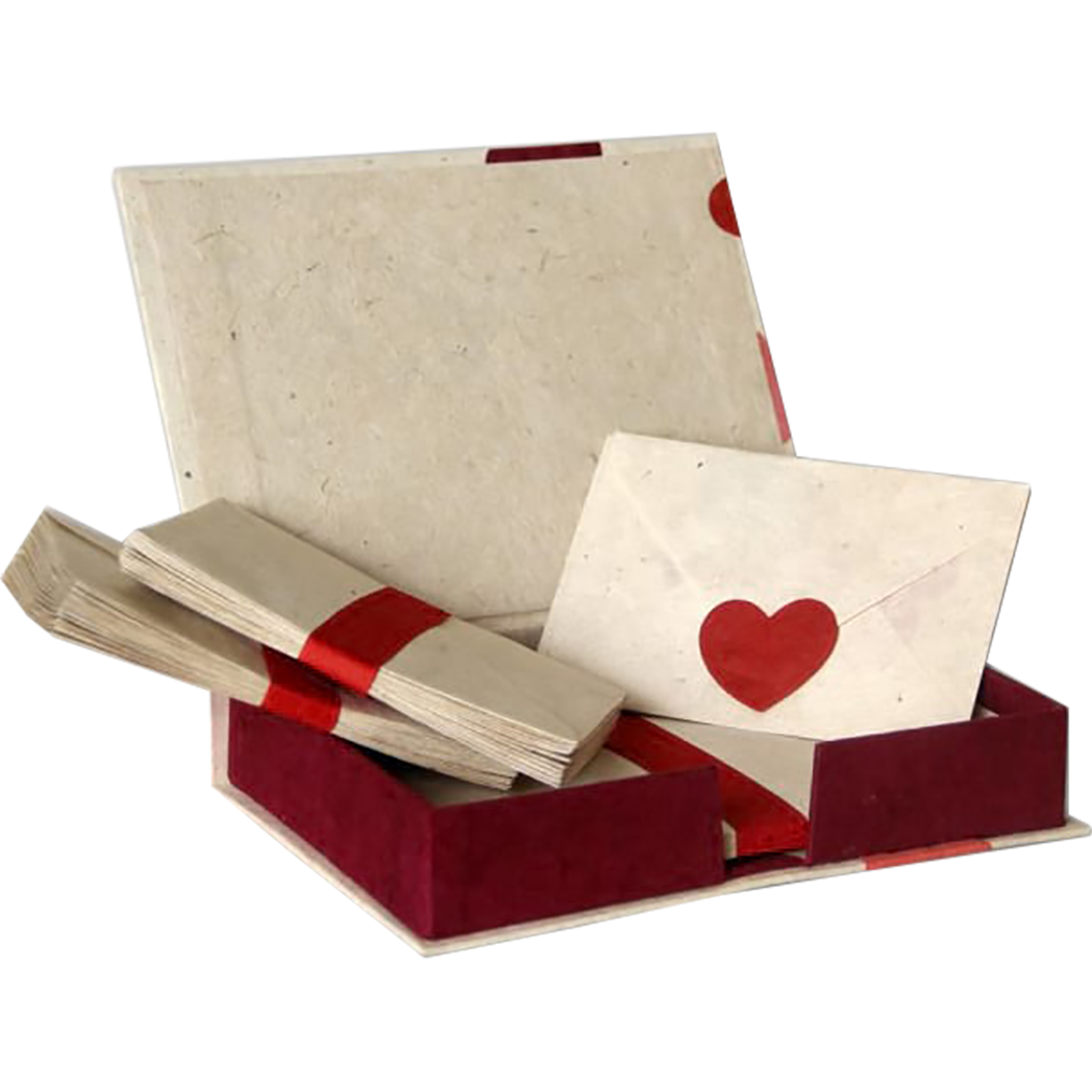 Monk Paper Pink Heart Boxed Lokta Notelet Set-SM-Pen Boutique Ltd