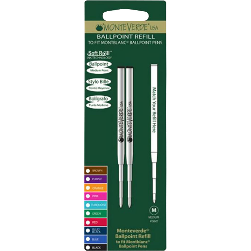 Monteverde BP Refill to fit Montblanc Medium - Green - 2/package-Pen Boutique Ltd