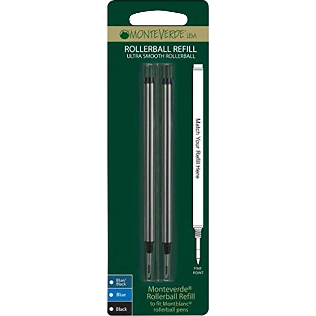 Monteverde Rollerball Refill to fit Montblanc pen - Black Fine 2/pack-Pen Boutique Ltd