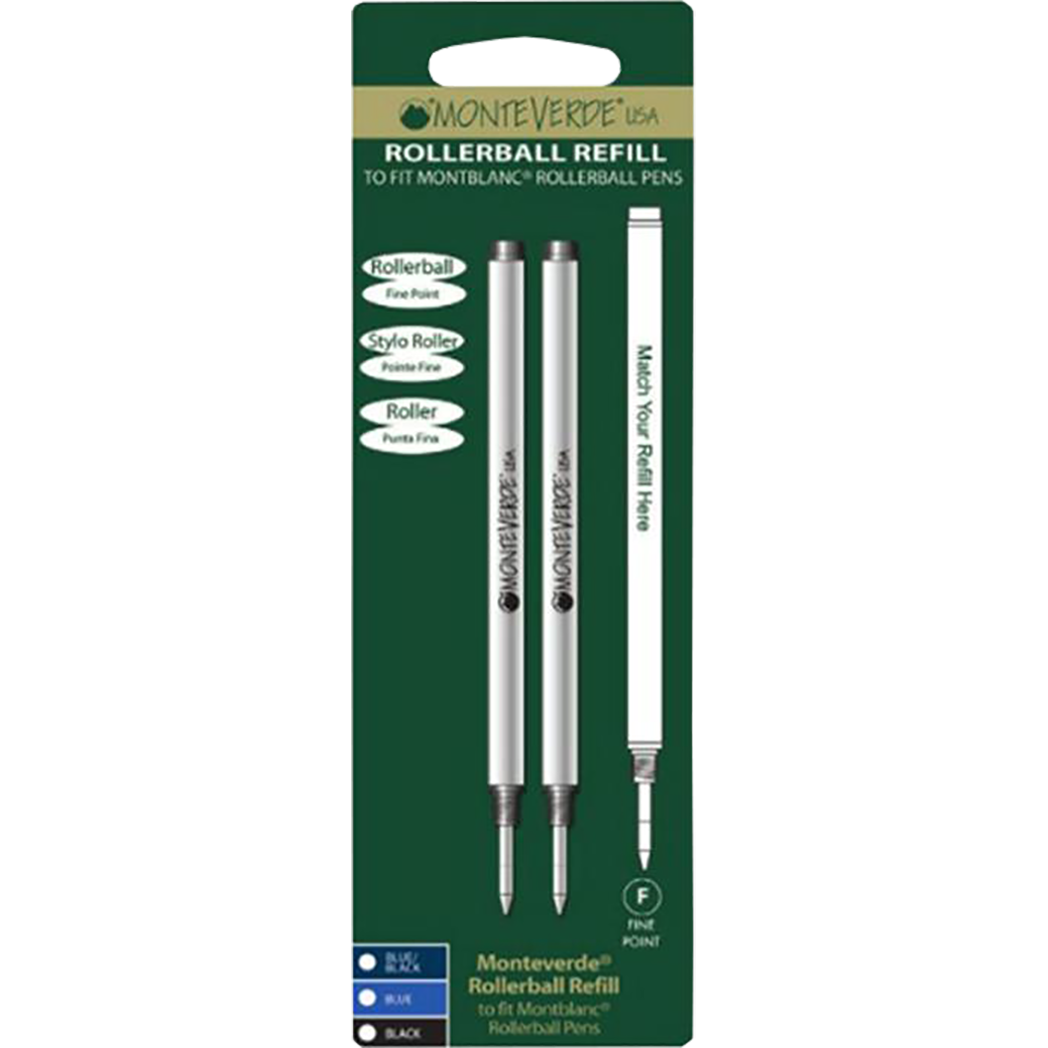 Monteverde Rollerball Refill to fit Montblanc pen - Black Medium 2/pack-Pen Boutique Ltd