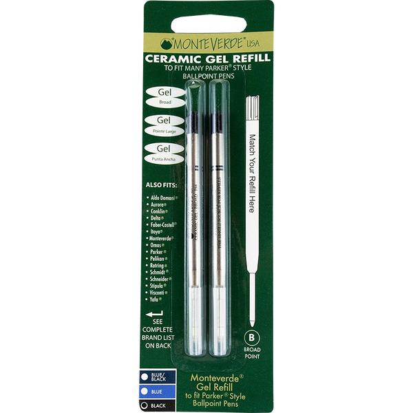 Monteverde Capless Ceramic Gel Refill - Black - Broad (Fit Parker Ballpoint Pen)-Pen Boutique Ltd