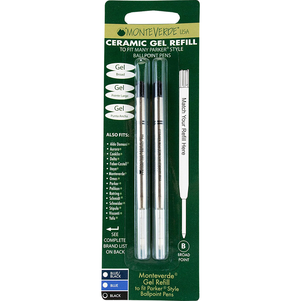 Monteverde Capless Ceramic Gel Refill - Black - Broad (Fit Parker Ballpoint Pen)-Pen Boutique Ltd