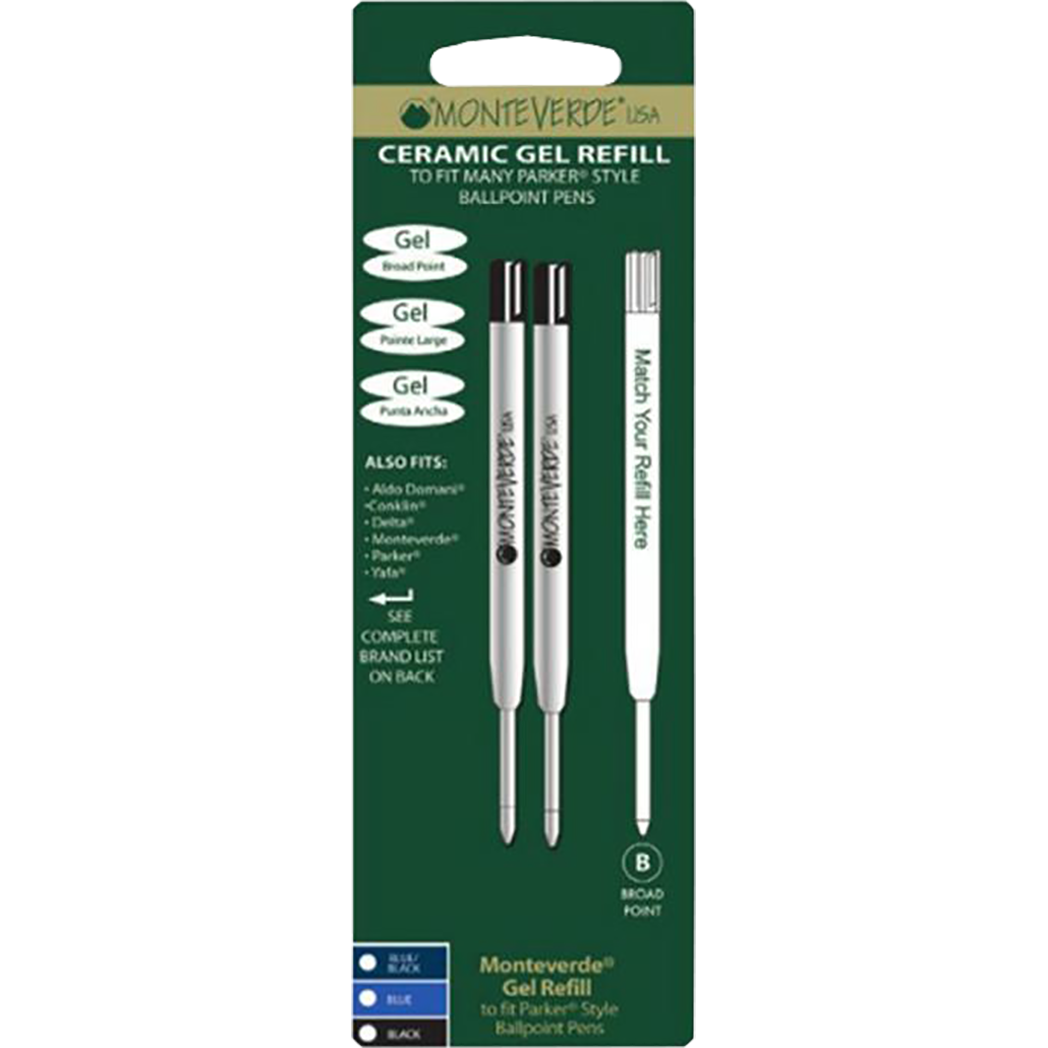 Monteverde Capless Ceramic Blue Broad 2 Pcs Pack Gel Refill-Pen Boutique Ltd