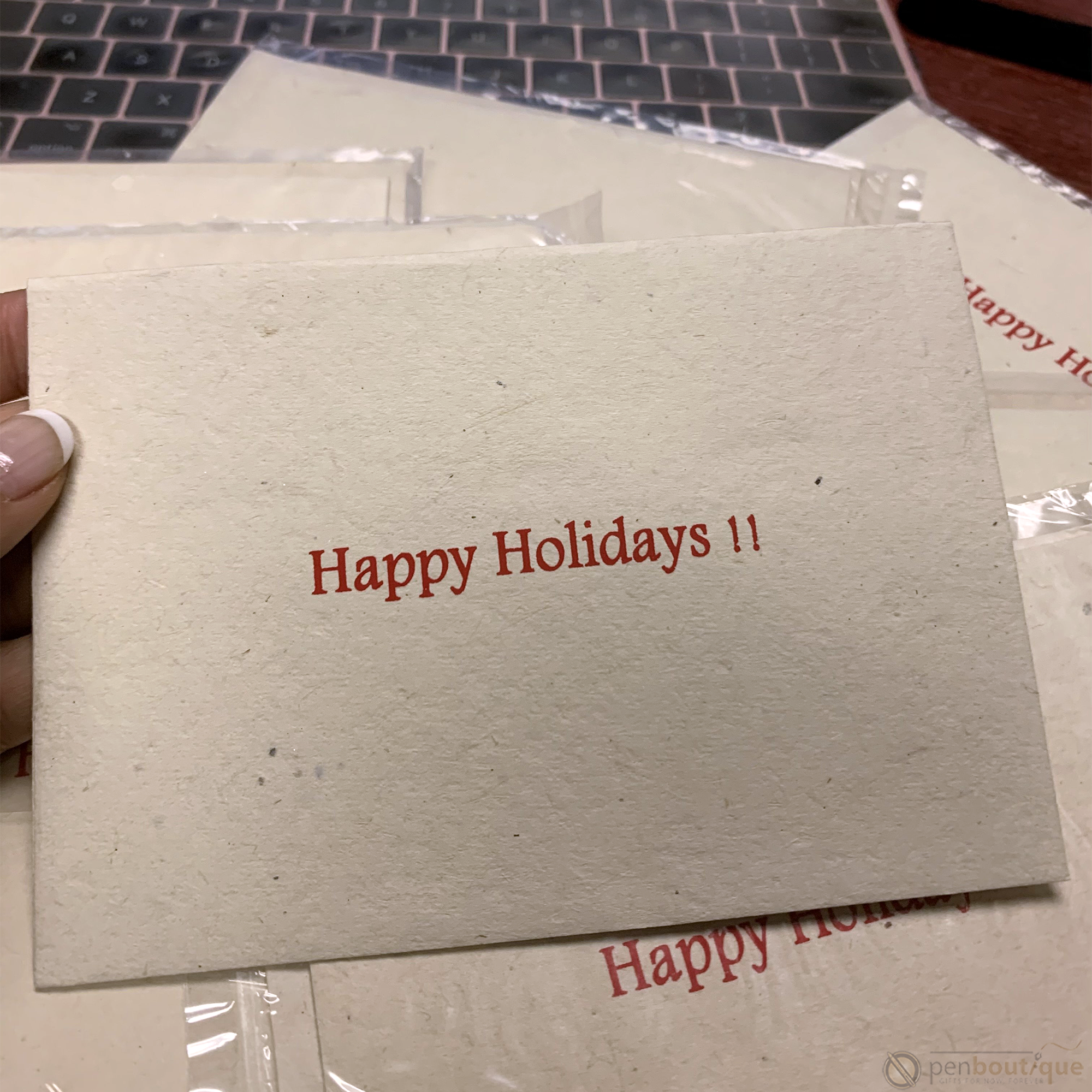 Monk Paper Happy Holiday Card with Natural Envelope - each-Pen Boutique Ltd