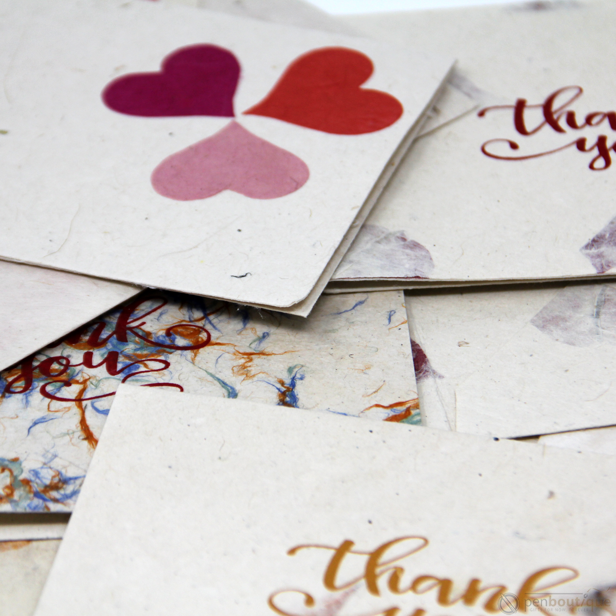 Monk Paper Thank You Note with Envelope - Cornflower Petal Red Letter - 10 Per Pack-Pen Boutique Ltd