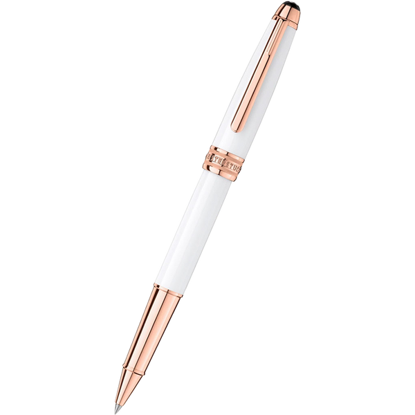 Montblanc Meisterstuck Rollerball Pen - Solitaire White - Rose Gold Trim - Classique-Pen Boutique Ltd