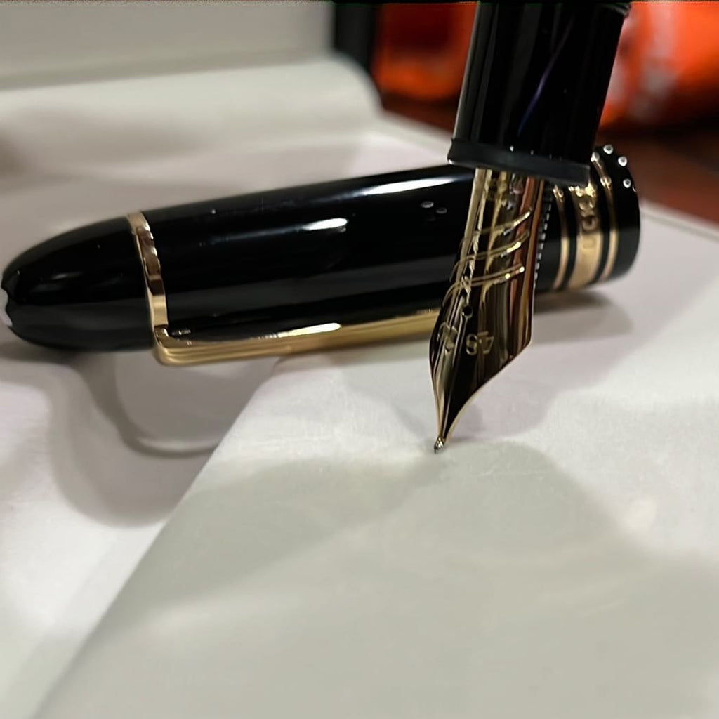 Montblanc Meisterstuck Calligraphy Fountain Pen - 149 Black - Curved N ...