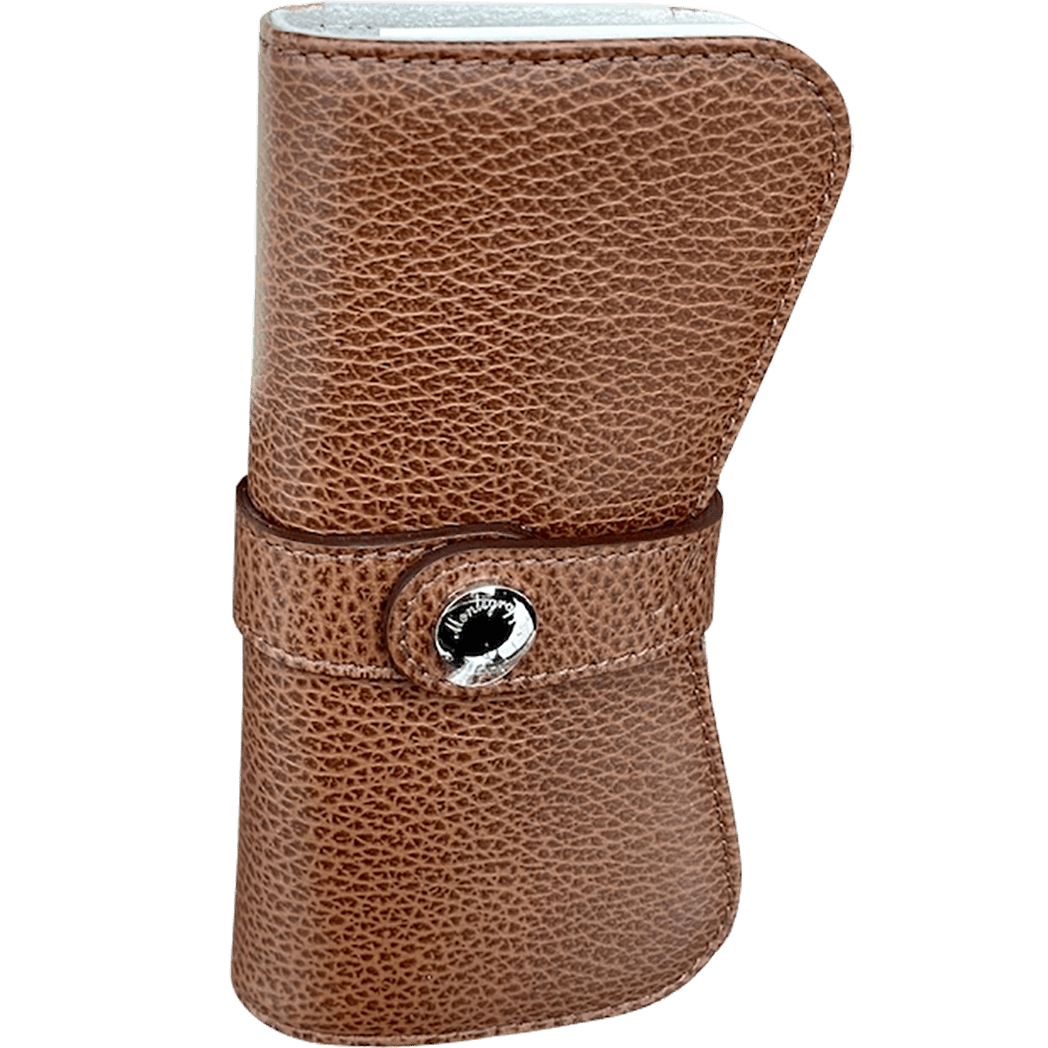 Montegrappa Italian Leather Double Pen Case- Brown - Pen Boutique Ltd