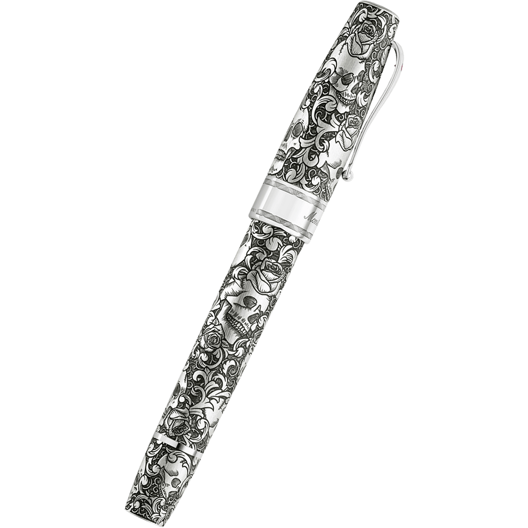 Montegrappa Skulls & Roses Fountain Pen - Sterling Silver (Limited Edition)-Pen Boutique Ltd