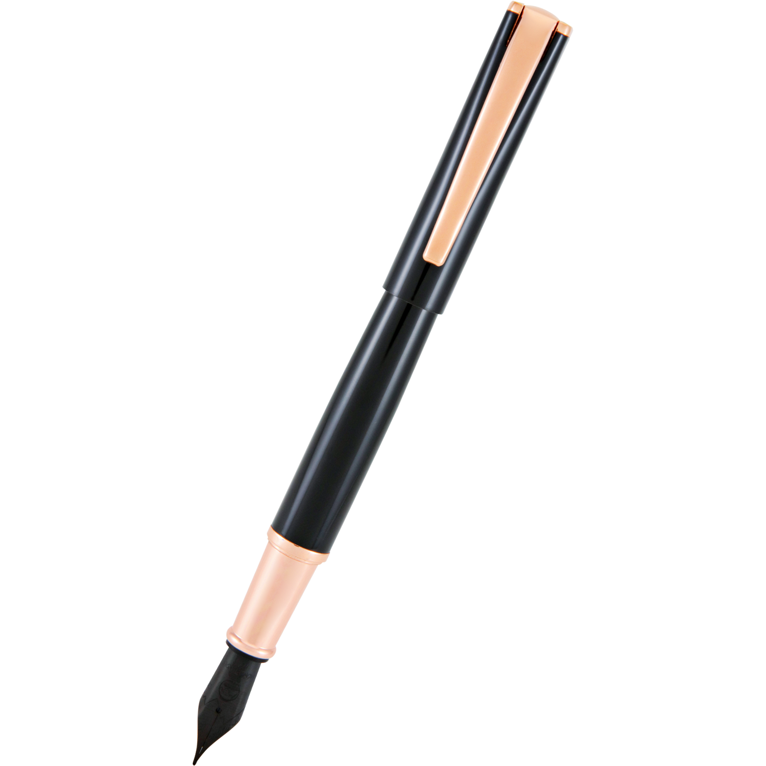 Monteverde Impressa Stilografica Nero Con Finiture Oro Rosa - Pennino Fine Extra (EF) - Ottone Laccato Con Convertitore Incluso
