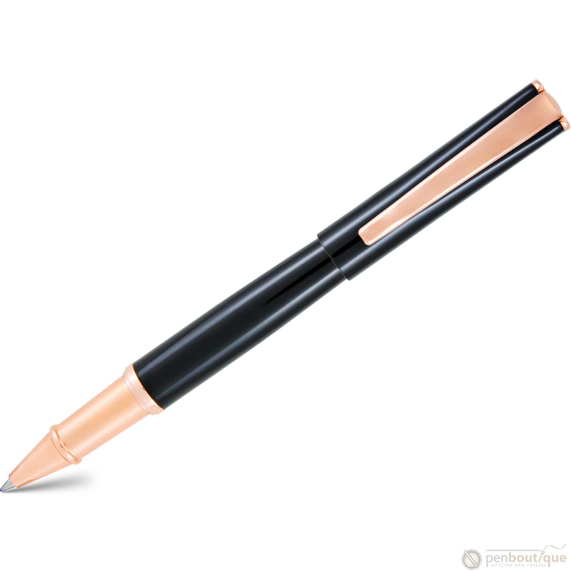 Monteverde Impressa Black with Rose Gold Trim Rollerball Pen-Pen Boutique Ltd