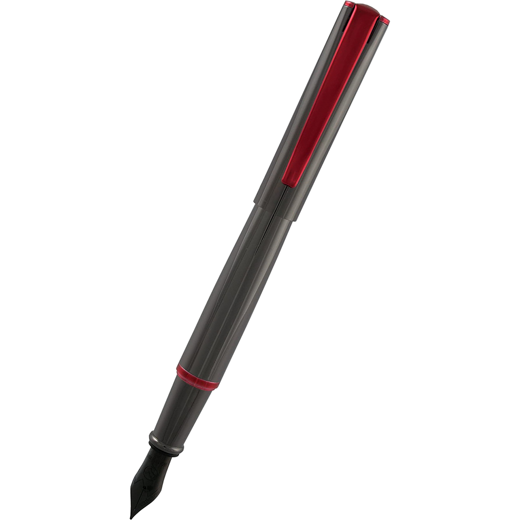 Monteverde Impressa Gun Metal with Red Trim Fountain Pen-Pen Boutique Ltd