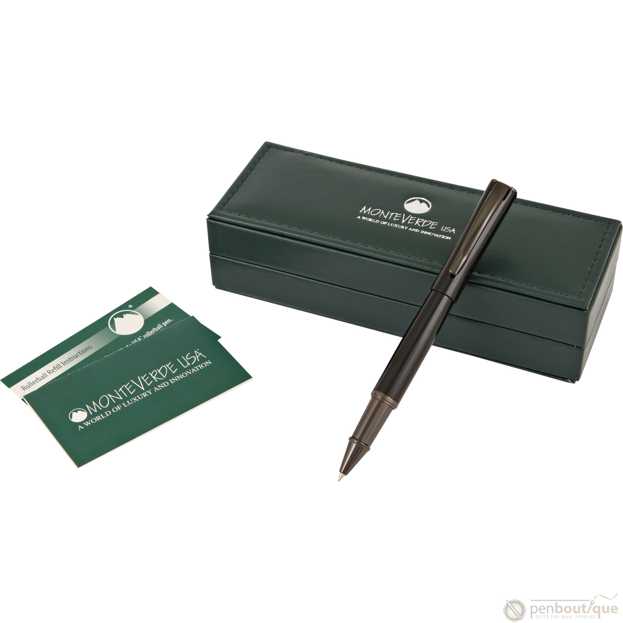 Monteverde Impressa Rollerball Pen- Black with Gunmetal Trim-Pen Boutique Ltd