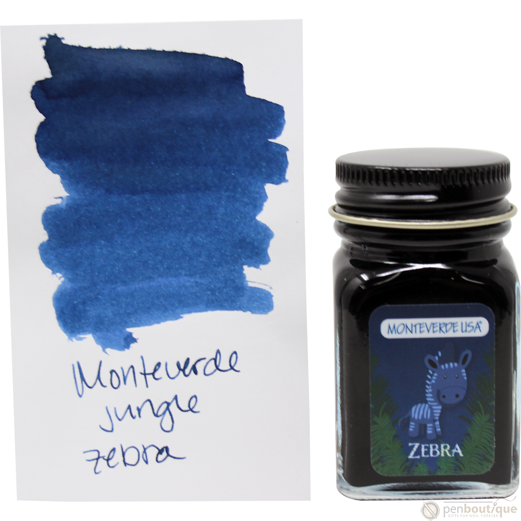 Monteverde Ink Bottle - Jungle Zebra (Blue) - 30 ml-Pen Boutique Ltd
