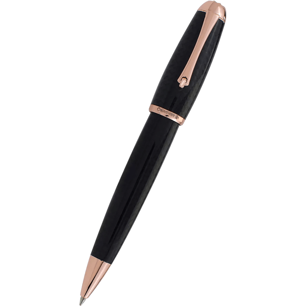 Monteverde Super Mega Ballpoint Pen - Carbon Fiber - Rosegold-Pen Boutique Ltd