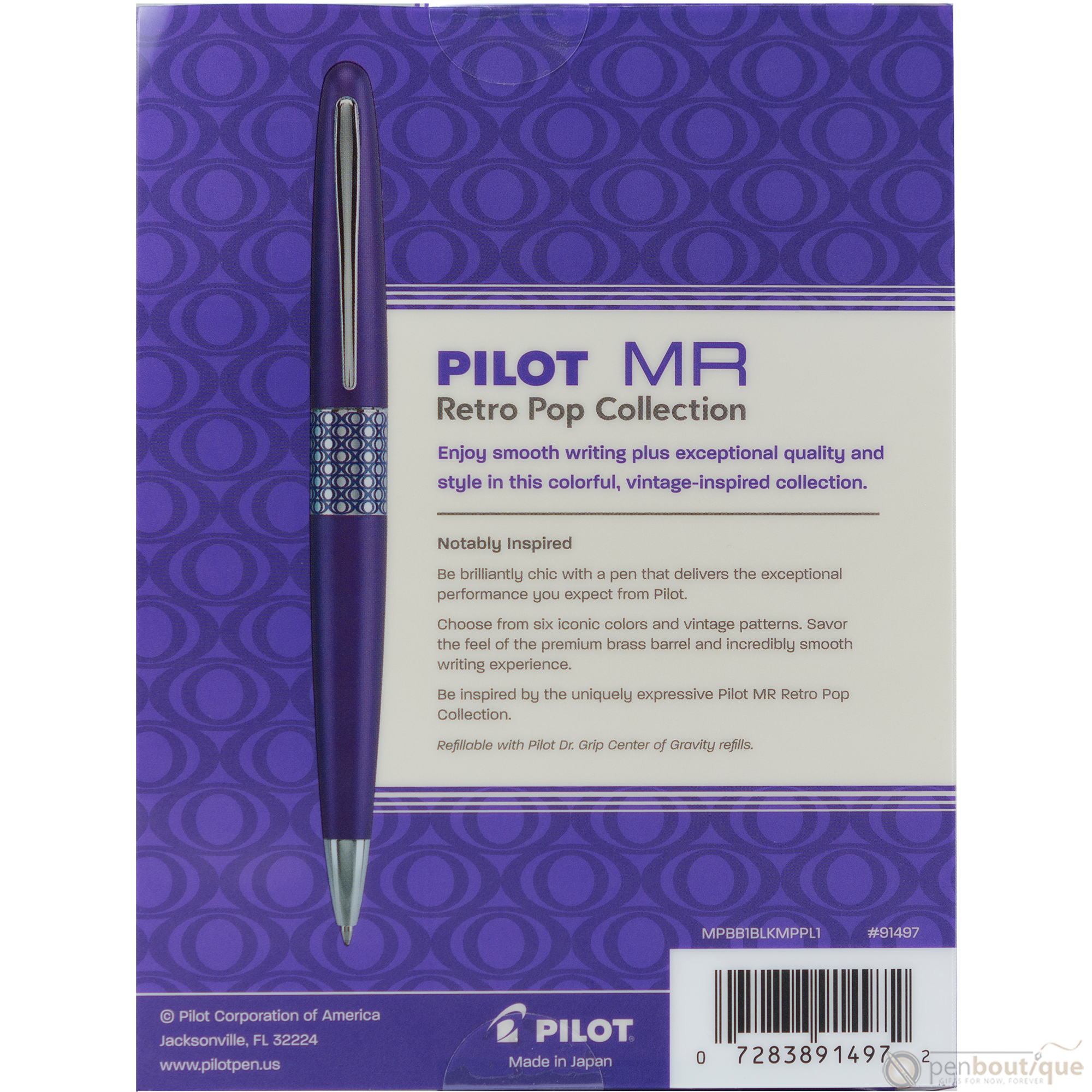 Pilot Ballpoint Pen - MR Collection - Retro Pop - Purple-Pen Boutique Ltd