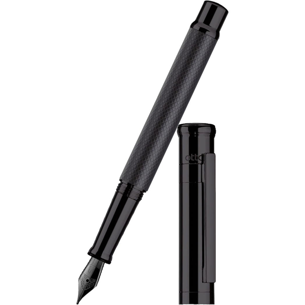 Otto Hutt Design 4 Fountain Pen - Black Matte Guilloche - Steel Nib-Pen Boutique Ltd