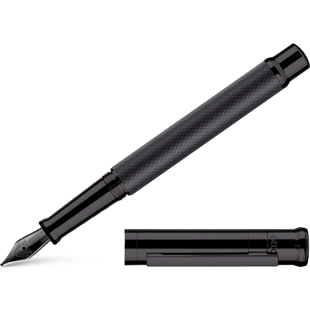 Otto Hutt Design 4 Fountain Pen - Black Matte Guilloche - Steel Nib-Pen Boutique Ltd