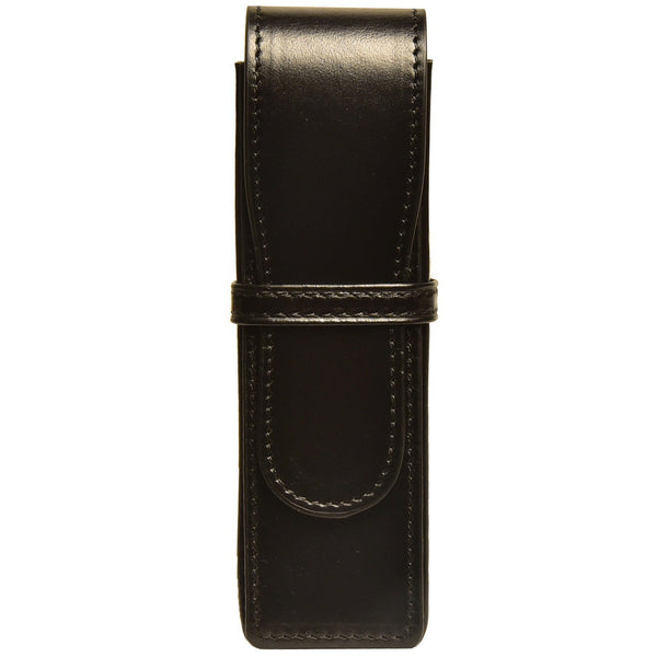 Aston Leather Black Box Style Double Pen Case-Pen Boutique Ltd