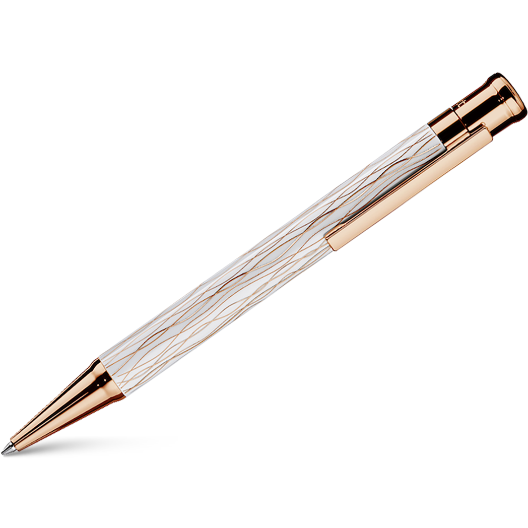 Otto Hutt Design 4 Ballpoint Pen - White Wave - Rose Gold Trim-Pen Boutique Ltd