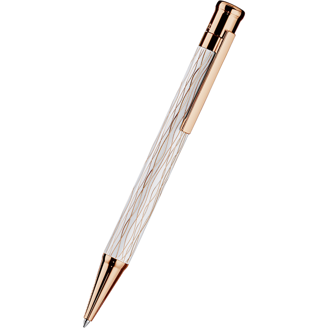 Otto Hutt Design 4 Ballpoint Pen - White Wave - Rose Gold Trim-Pen Boutique Ltd