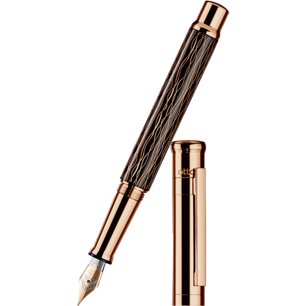 Otto Hutt Design 4 Fountain Pen - Black Rose Wave - 18K Gold Nib-Pen Boutique Ltd
