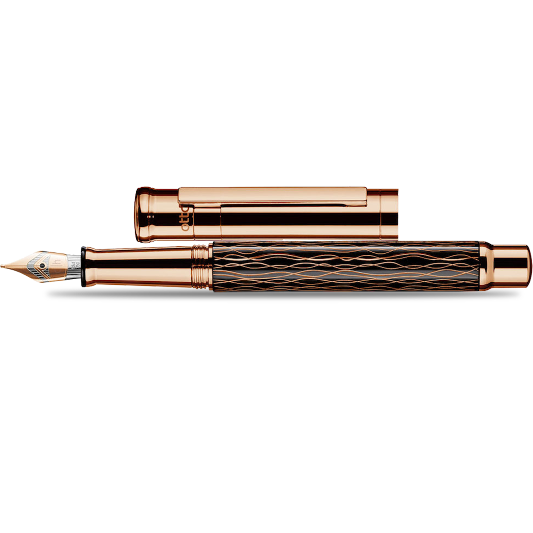 Otto Hutt Design 4 Fountain Pen - Black Rose Wave - 18K Gold Nib-Pen Boutique Ltd