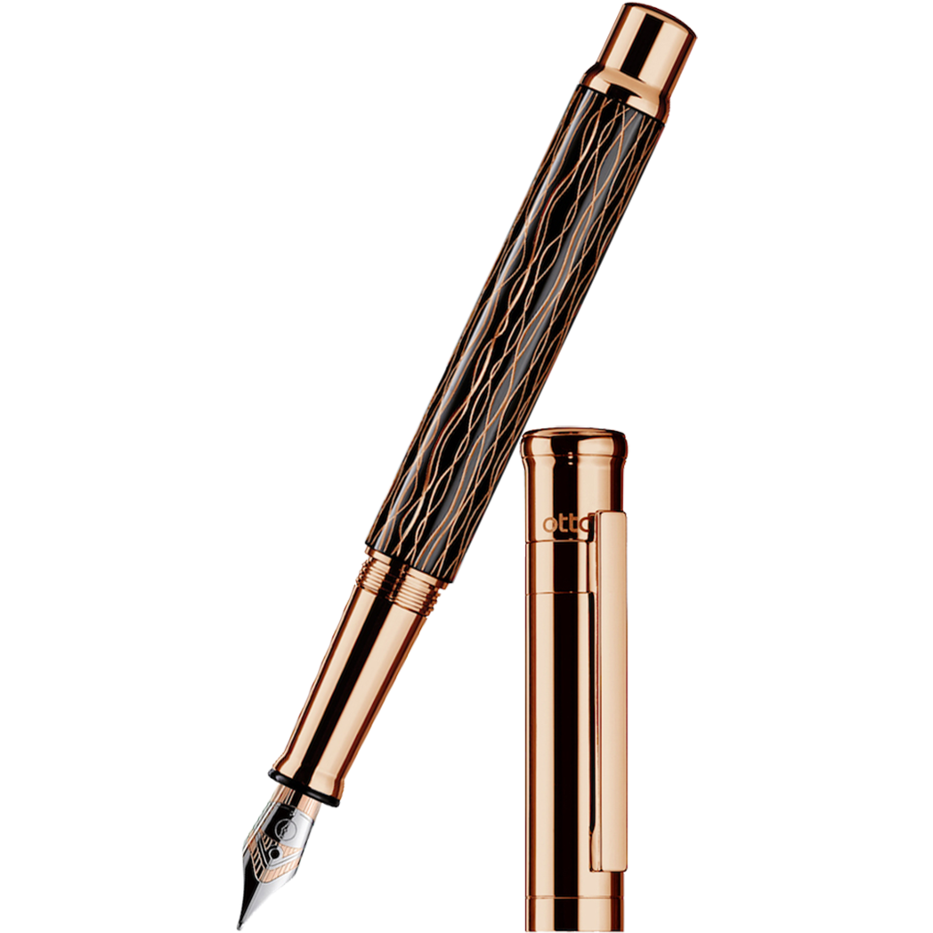 Otto Hutt Design 4 Fountain Pen - Black Rose Wave - Steel Nib-Pen Boutique Ltd