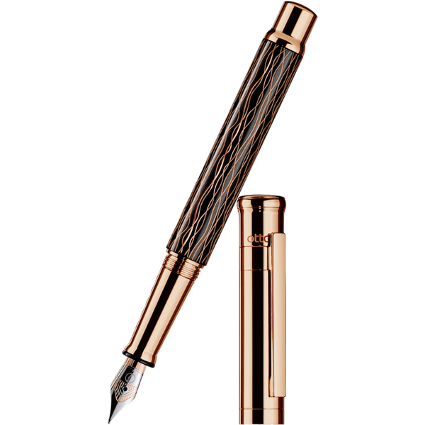 Otto Hutt Design 4 Fountain Pen - Black Rose Wave - Steel Nib-Pen Boutique Ltd