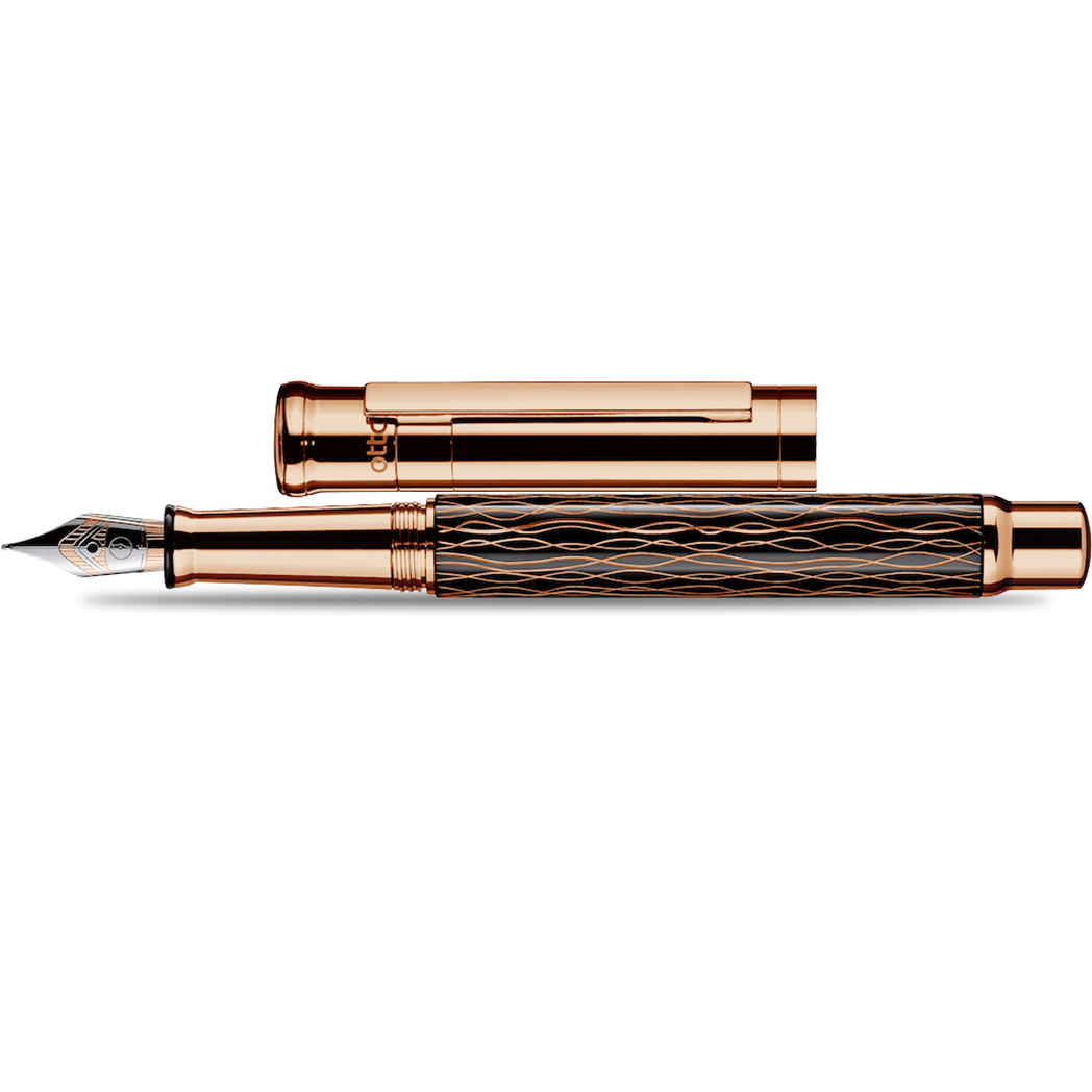Otto Hutt Design 4 Fountain Pen - Black Rose Wave - Steel Nib-Pen Boutique Ltd