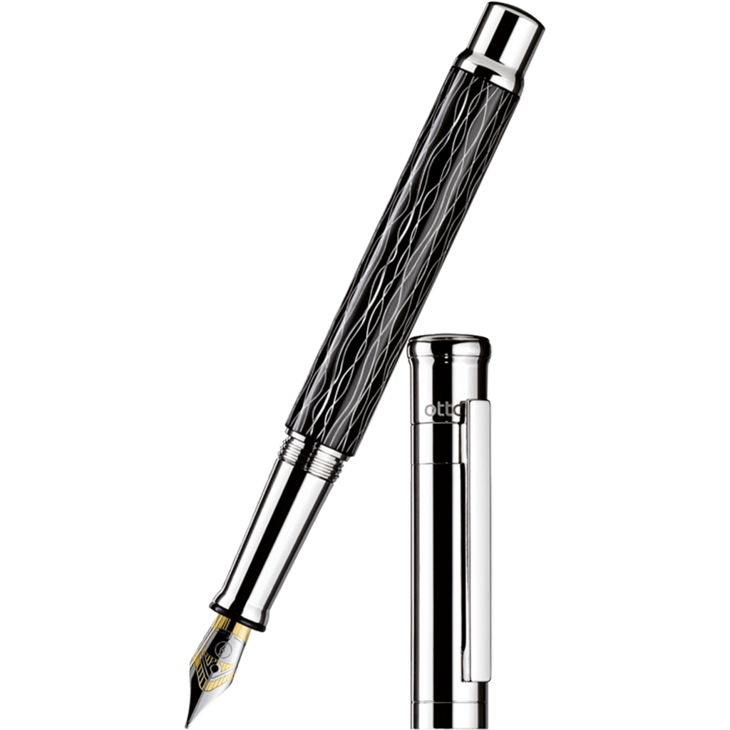 Otto Hutt Design 4 Fountain Pen - Black Wave - 18K Gold Nib-Pen Boutique Ltd