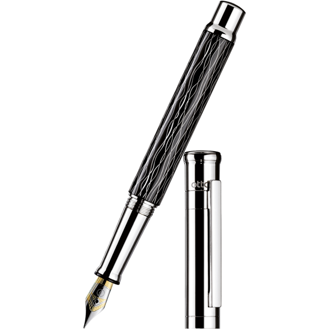 Otto Hutt Design 4 Fountain Pen - Black Wave - 18K Gold Nib-Pen Boutique Ltd